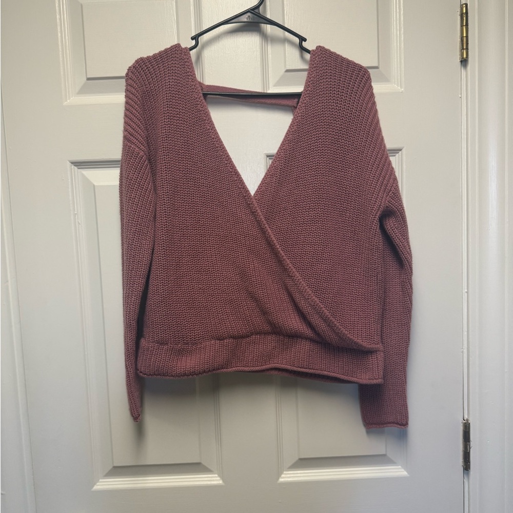 Women's V-Neck Wrap Sweater backless